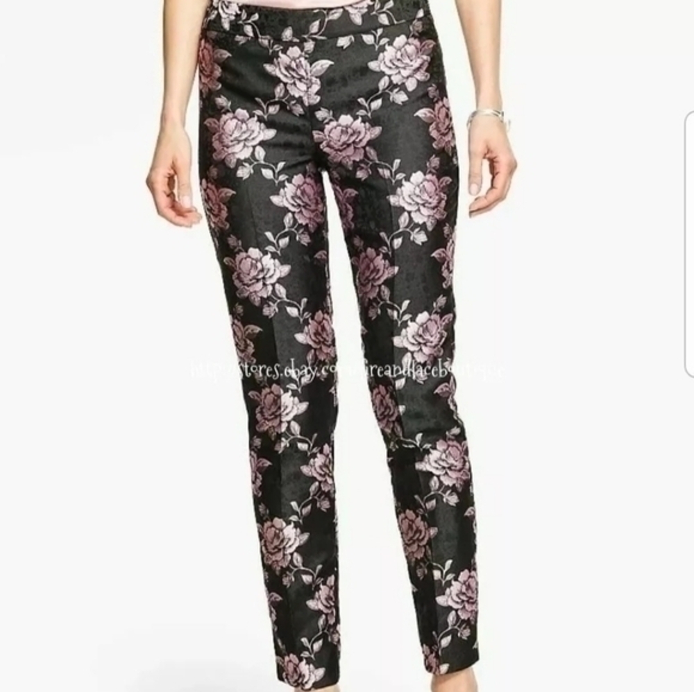 💥NWT💥 TALBOTS METALLIC FLORAL ANKLE PANTS SZ 18 PLUS RV $118!